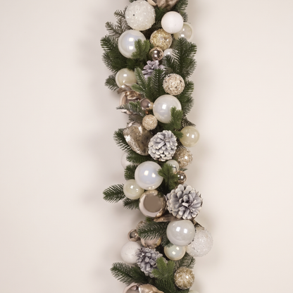 Luxe Champagne Decorated Christmas Garland – 150cm – studio view