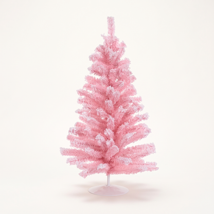 Pastel Pink Flocked Tabletop Christmas Tree – 45cm – studio view