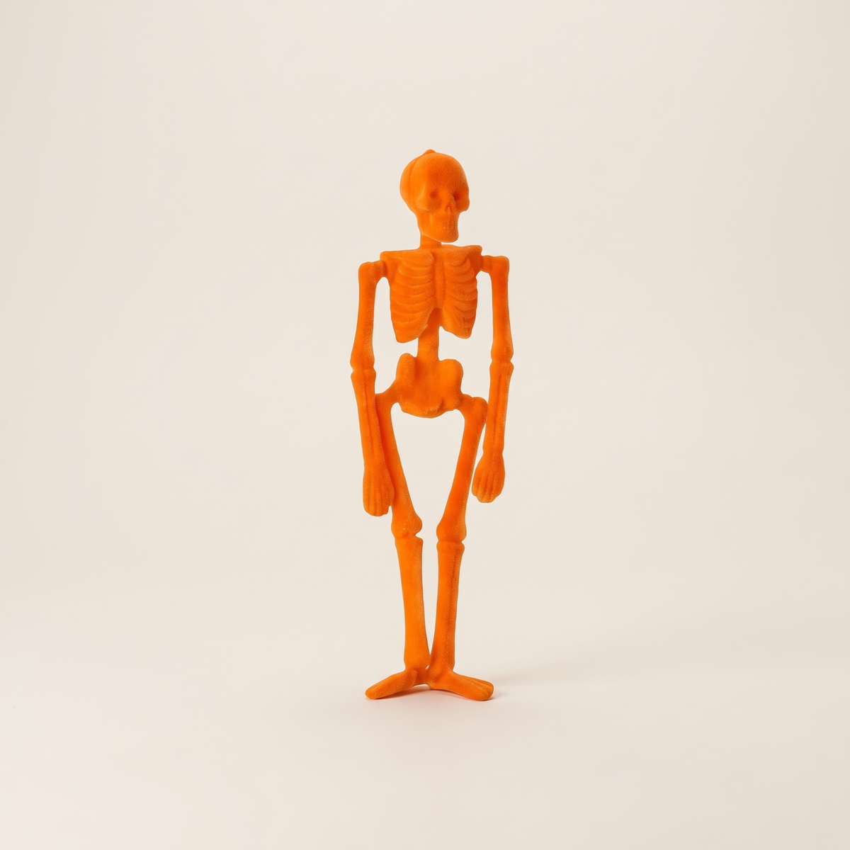Velvet Flocked Skeleton Figurine – 41cm Neon Halloween Decor – studio view