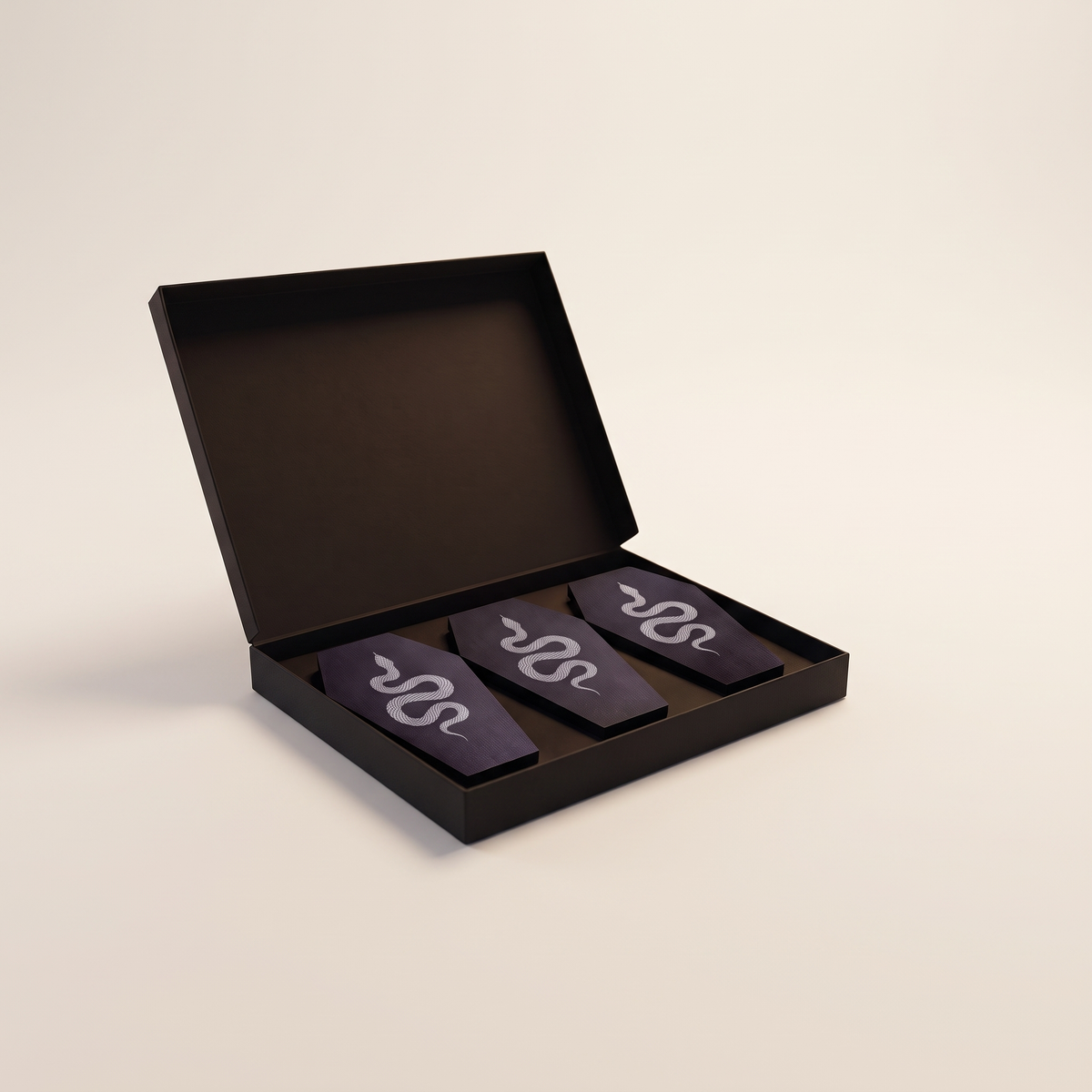 Snake Print Coffin Coasters – Set of 4 in Gift Box – studio view