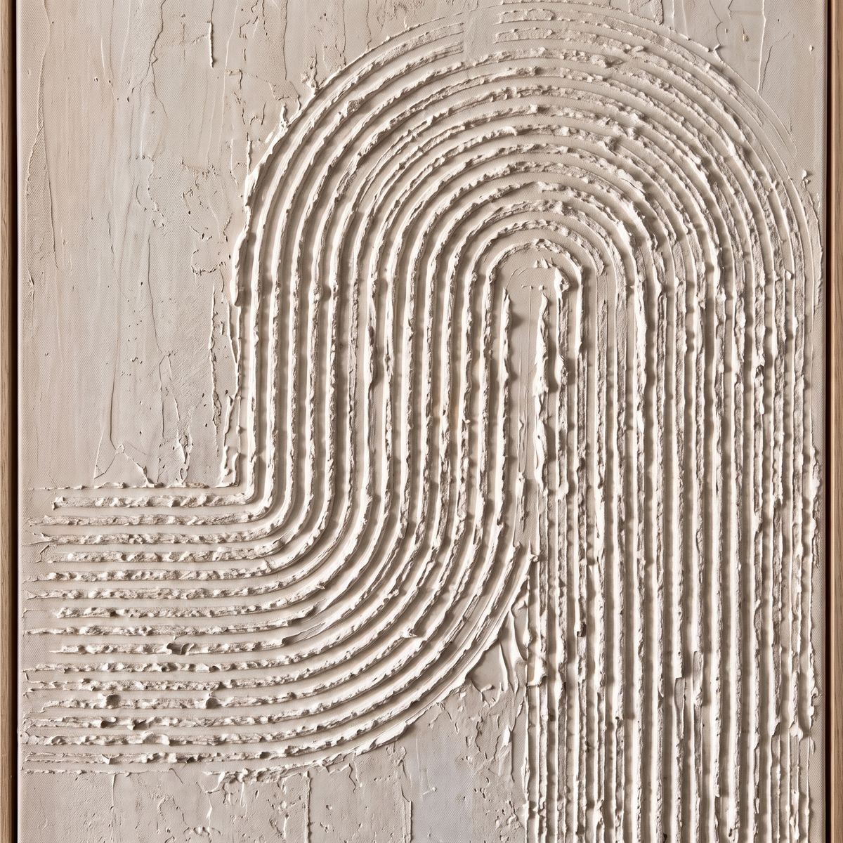 Arc Relief Neutral Minimalist Textured Canvas – Hand-Painted Wall Art – close-up detail