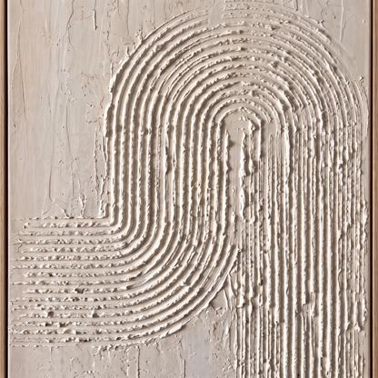 Arc Relief Neutral Minimalist Textured Canvas – Hand-Painted Wall Art – close-up detail