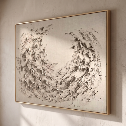 Whirl Neutral Swirl Textured Abstract Canvas – Hand-Painted Wall Art – side angle showing texture