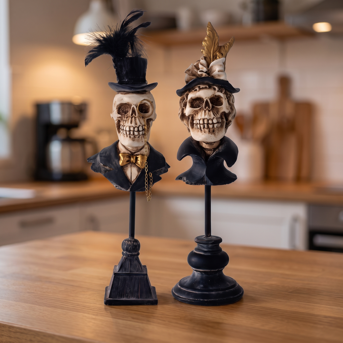 Victorian Skeleton Bust – Gentleman or Lady Gothic Halloween Decor – close-up detail