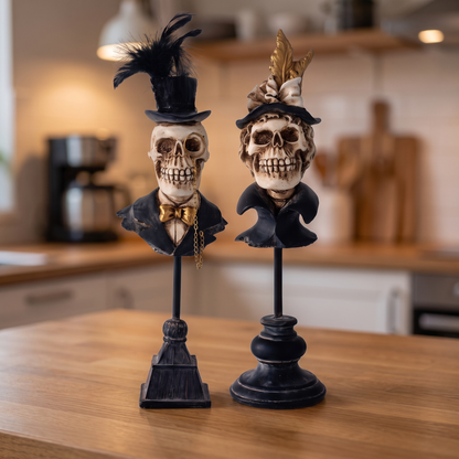 Victorian Skeleton Bust – Gentleman or Lady Gothic Halloween Decor – close-up detail