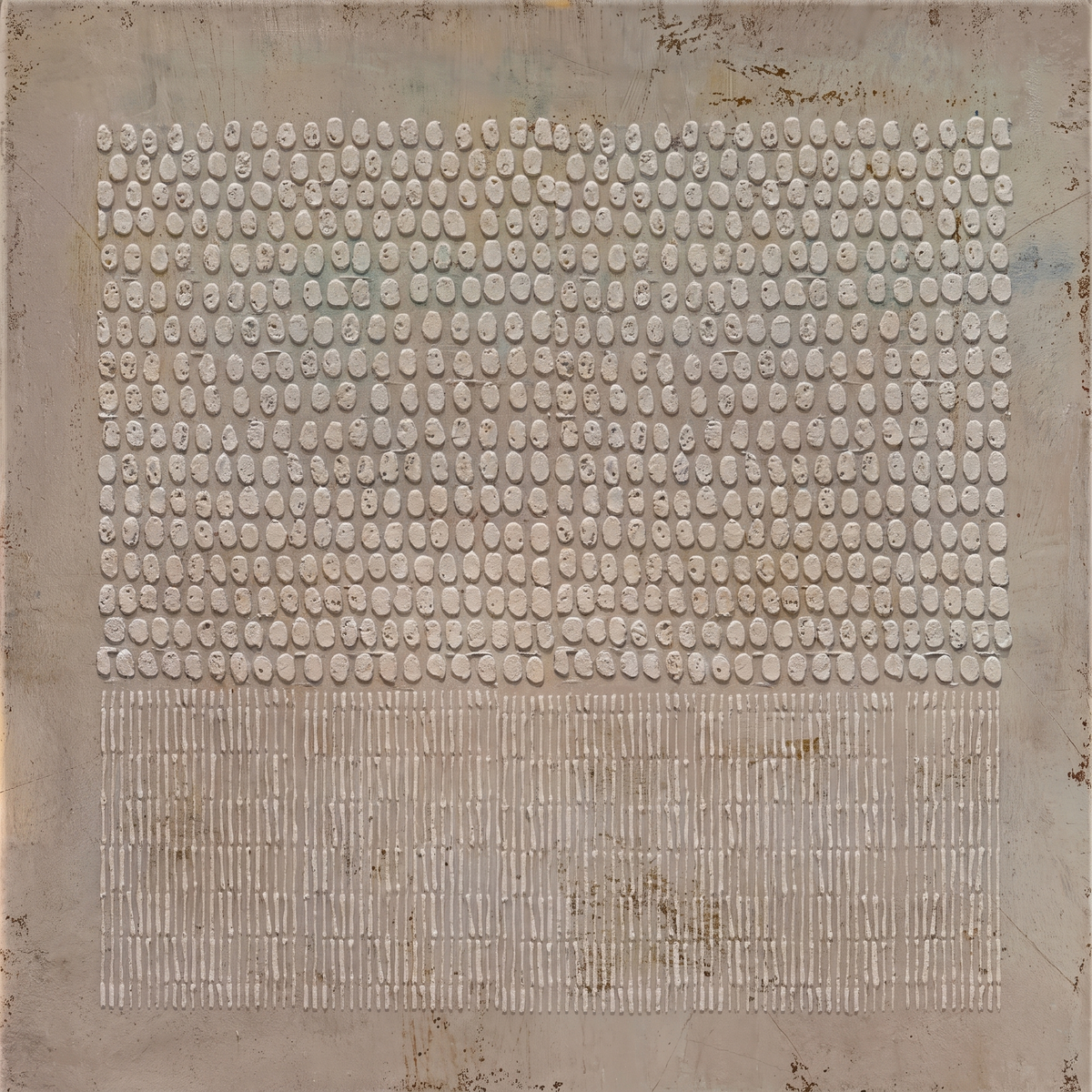 Taupe Stone Textured Wabi-Sabi Canvas – Hand-Painted Japandi Wall Art – close-up detail