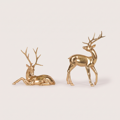 Gold Modern Reindeer Figurines – Set of 2, 32cm – studio view
