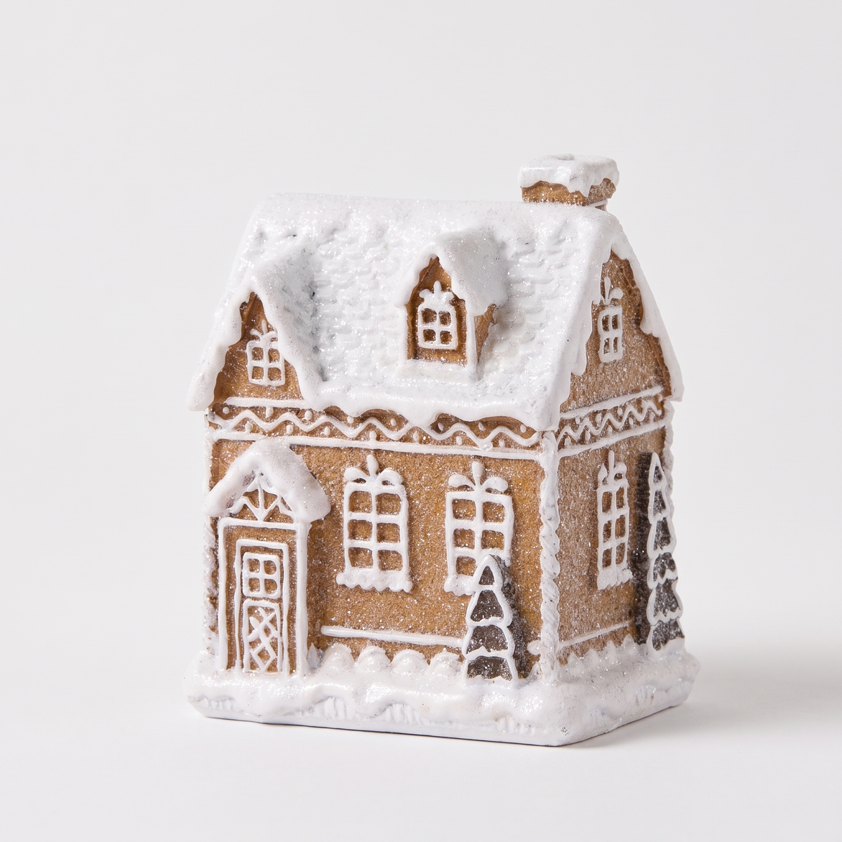 Mini Piped Gingerbread House Ornament with Chimney – 10cm – close-up detail