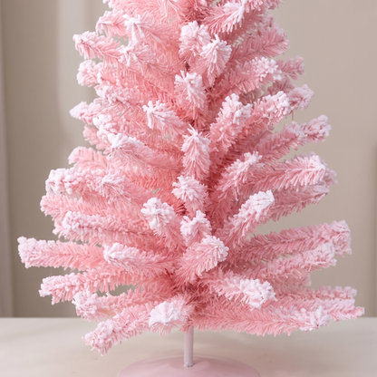 Pastel Pink Flocked Tabletop Christmas Tree – 45cm – close-up detail