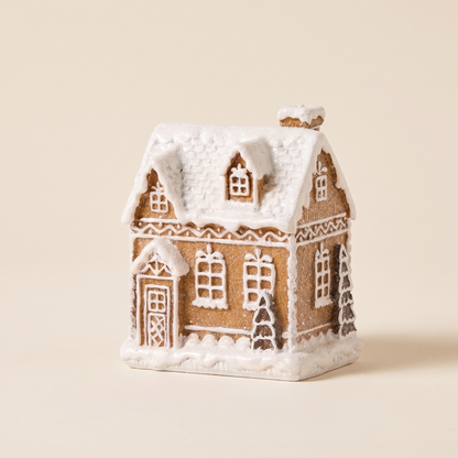 Mini Piped Gingerbread House Ornament with Chimney – 10cm – studio view