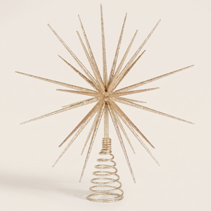 Champagne 3D Starburst Christmas Tree Topper – 30cm – studio view