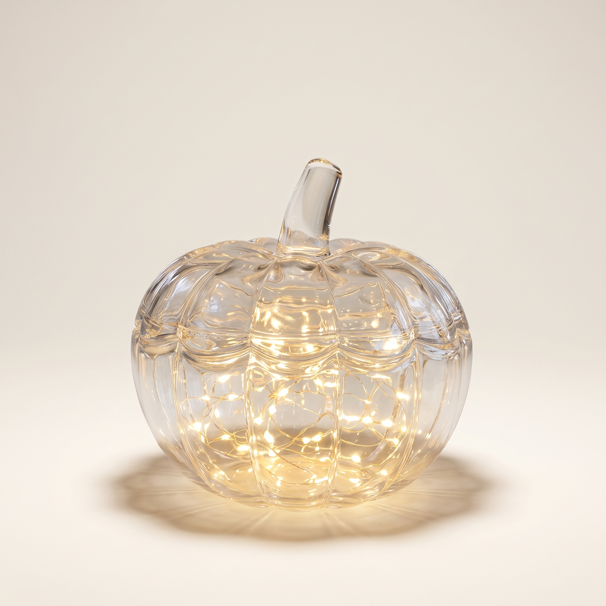 Large Lidded Glass Pumpkin Jar – Autumn & Halloween Table Decor – studio view
