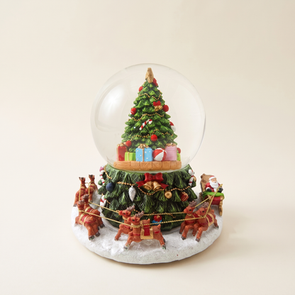 Revolving Musical Santa & Christmas Tree Snow Globe – 12cm – studio view