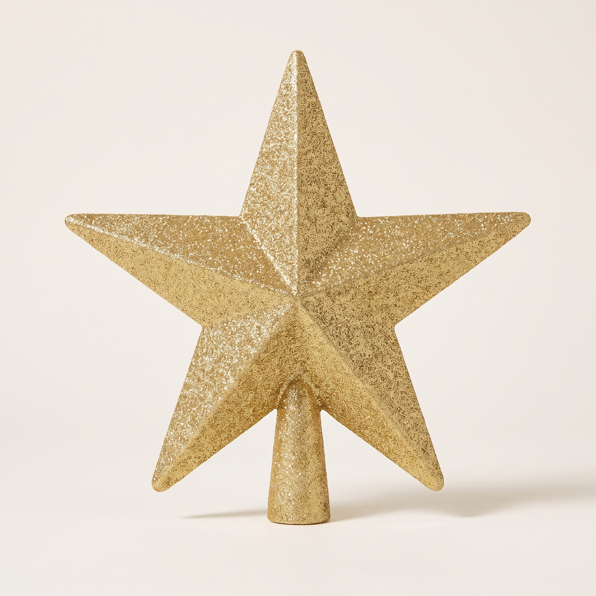 Gold Glitter Star Christmas Tree Topper – 19cm – studio view