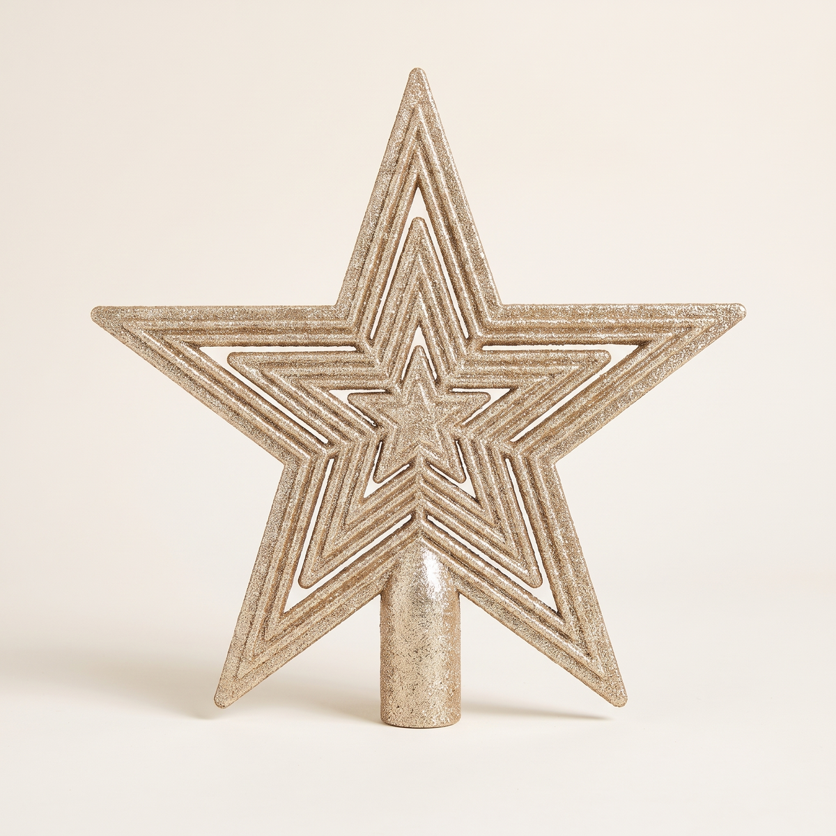 Small Champagne Glitter Star Tree Topper – 14.5cm – studio view