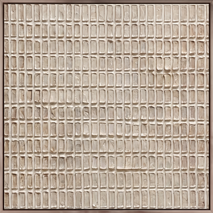 Sandstone 3D Beige Plaster Minimalist Canvas – Hand-Painted Wall Art – close-up detail