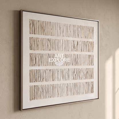 Oat Beige Rich-Texture Minimalist Canvas – Hand-Painted Wabi-Sabi Art – side angle showing texture