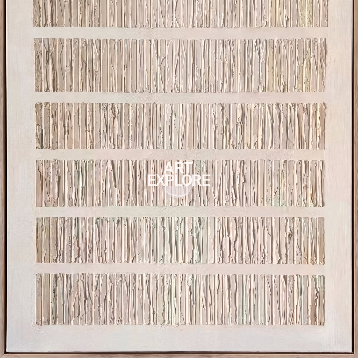 Oat Beige Rich-Texture Minimalist Canvas – Hand-Painted Wabi-Sabi Art – close-up detail