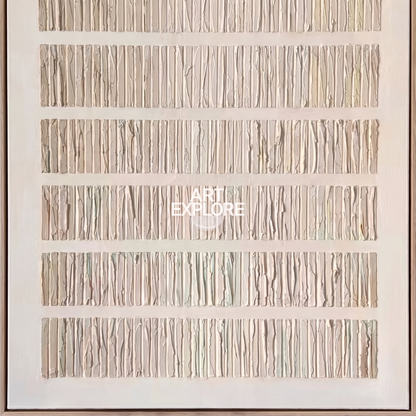 Oat Beige Rich-Texture Minimalist Canvas – Hand-Painted Wabi-Sabi Art – close-up detail