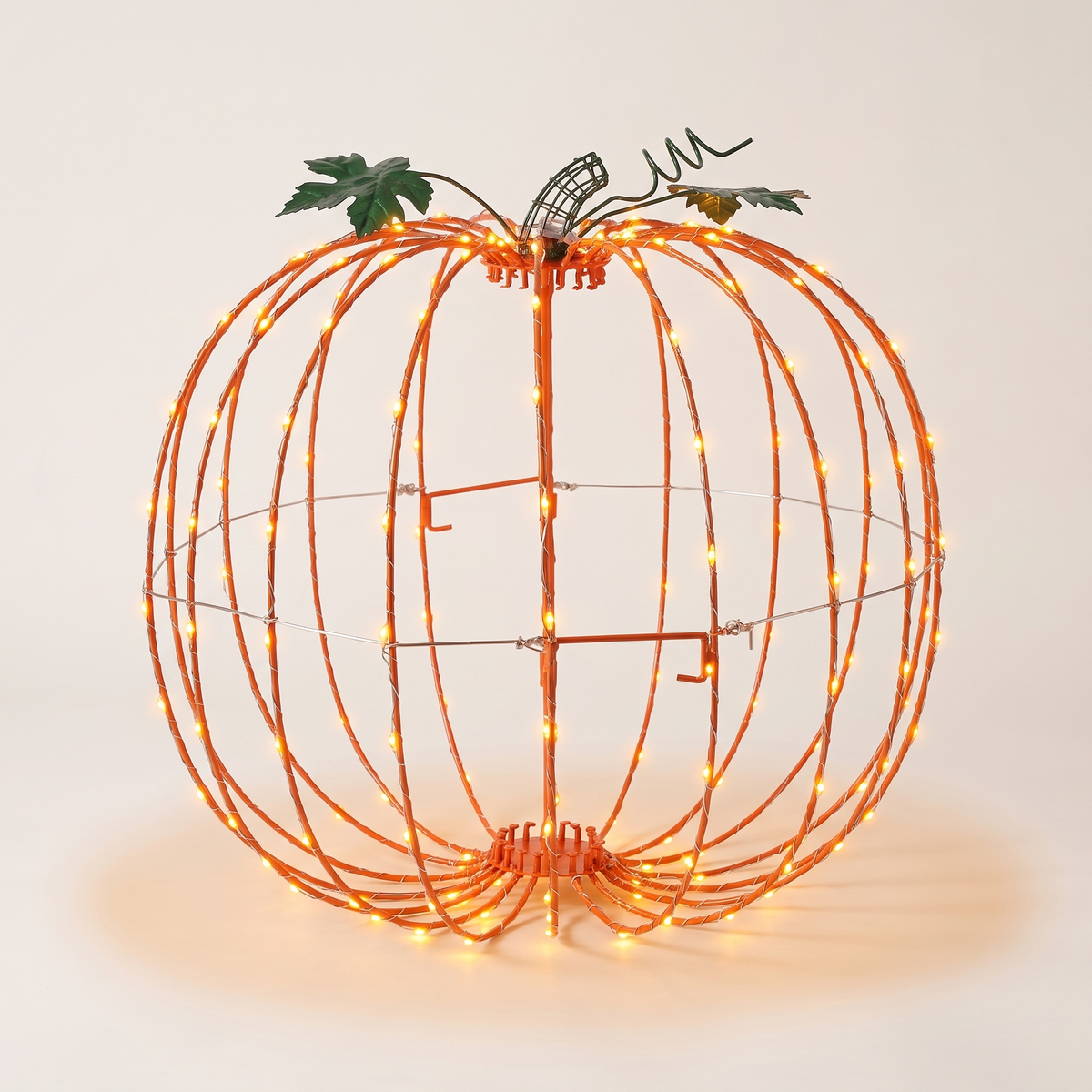 Foldable LED Wire Pumpkin – 35cm, 216 Orange Lights – studio view