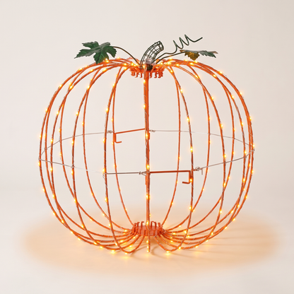 Foldable LED Wire Pumpkin – 35cm, 216 Orange Lights – studio view