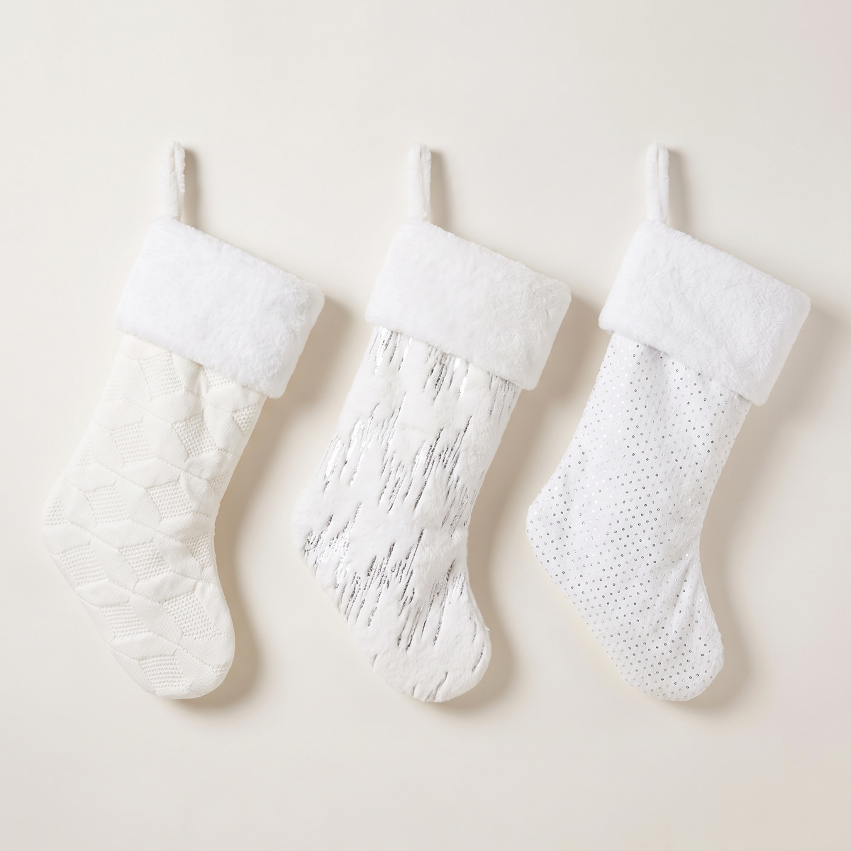 Luxe Plush Christmas Stocking with Foil Print – 50cm – studio view