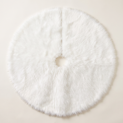 White Plush Faux Fur Christmas Tree Skirt – 90cm – studio view