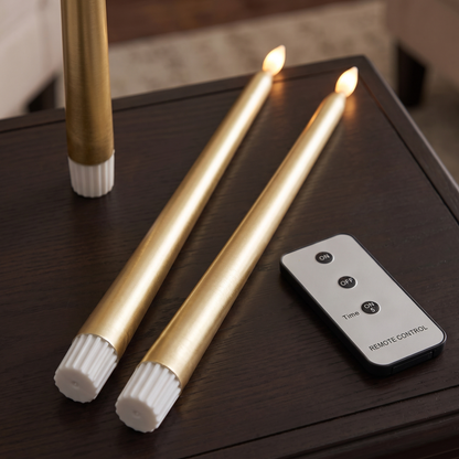 Champagne LED Taper Candles – Set of 2, 39cm – close-up detail