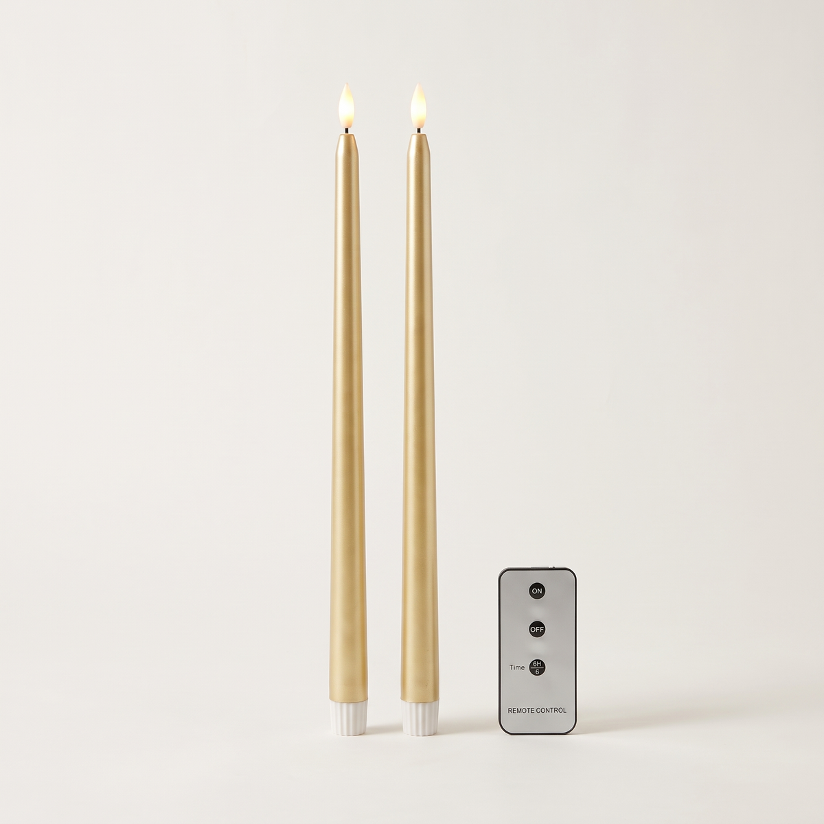 Champagne LED Taper Candles – Set of 2, 39cm – studio view