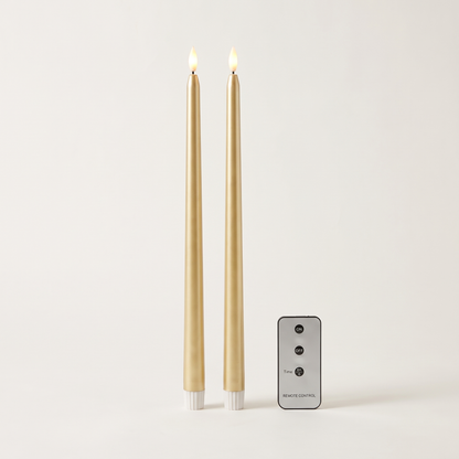 Champagne LED Taper Candles – Set of 2, 39cm – studio view