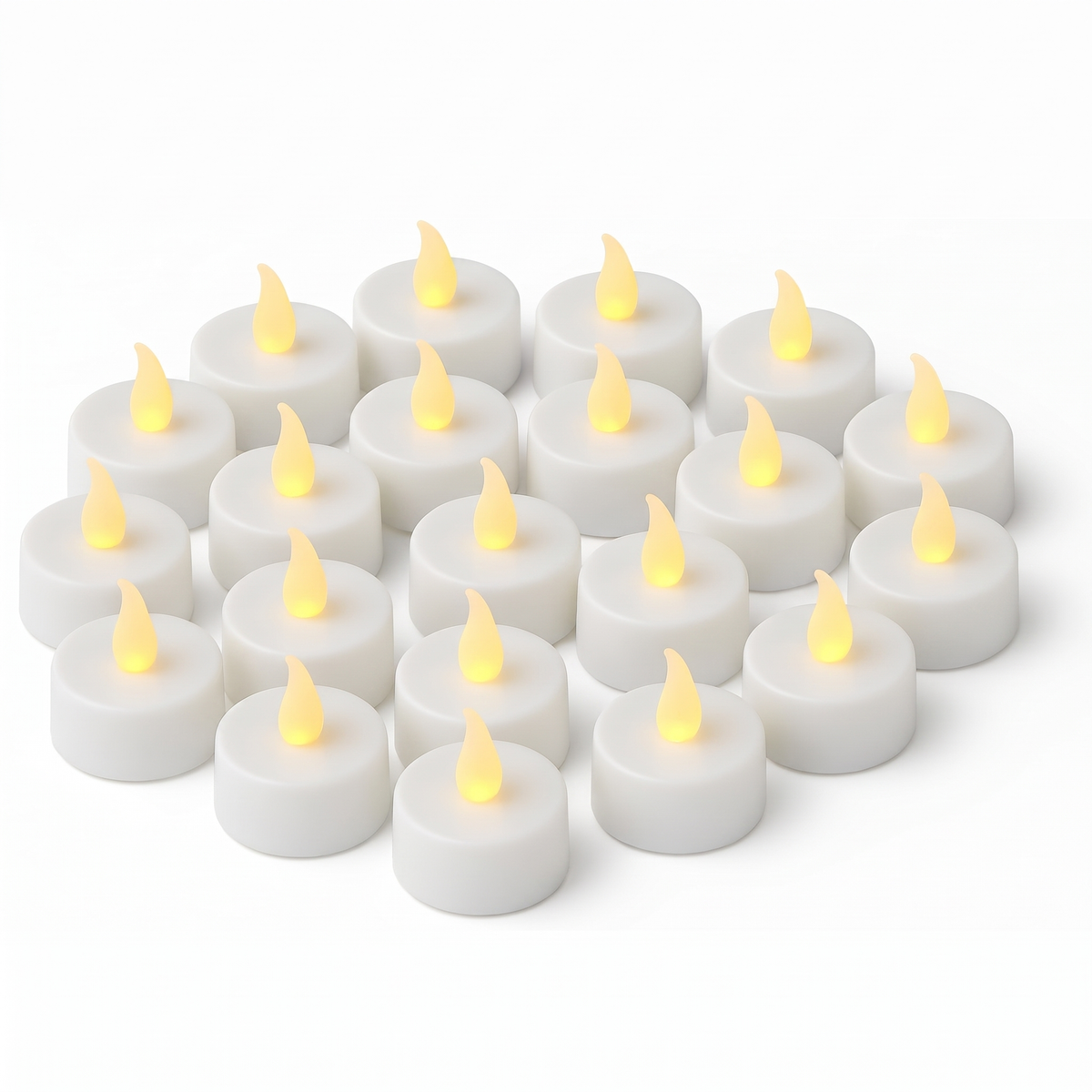 Flickering LED Tea Lights – Pack of 24 Flameless Candles – close-up detail
