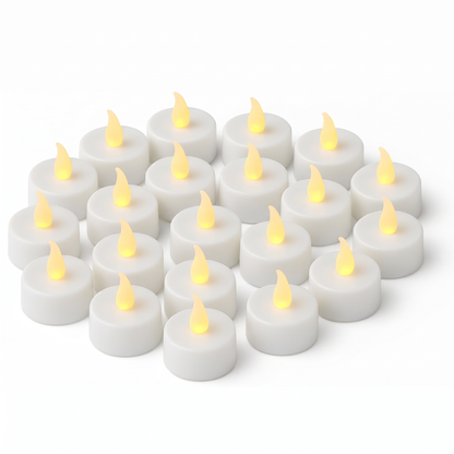 Flickering LED Tea Lights – Pack of 24 Flameless Candles – close-up detail