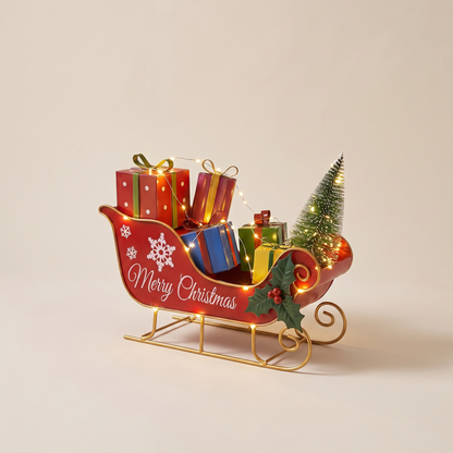 Light-Up Metal Sleigh with Presents – 27cm – studio view