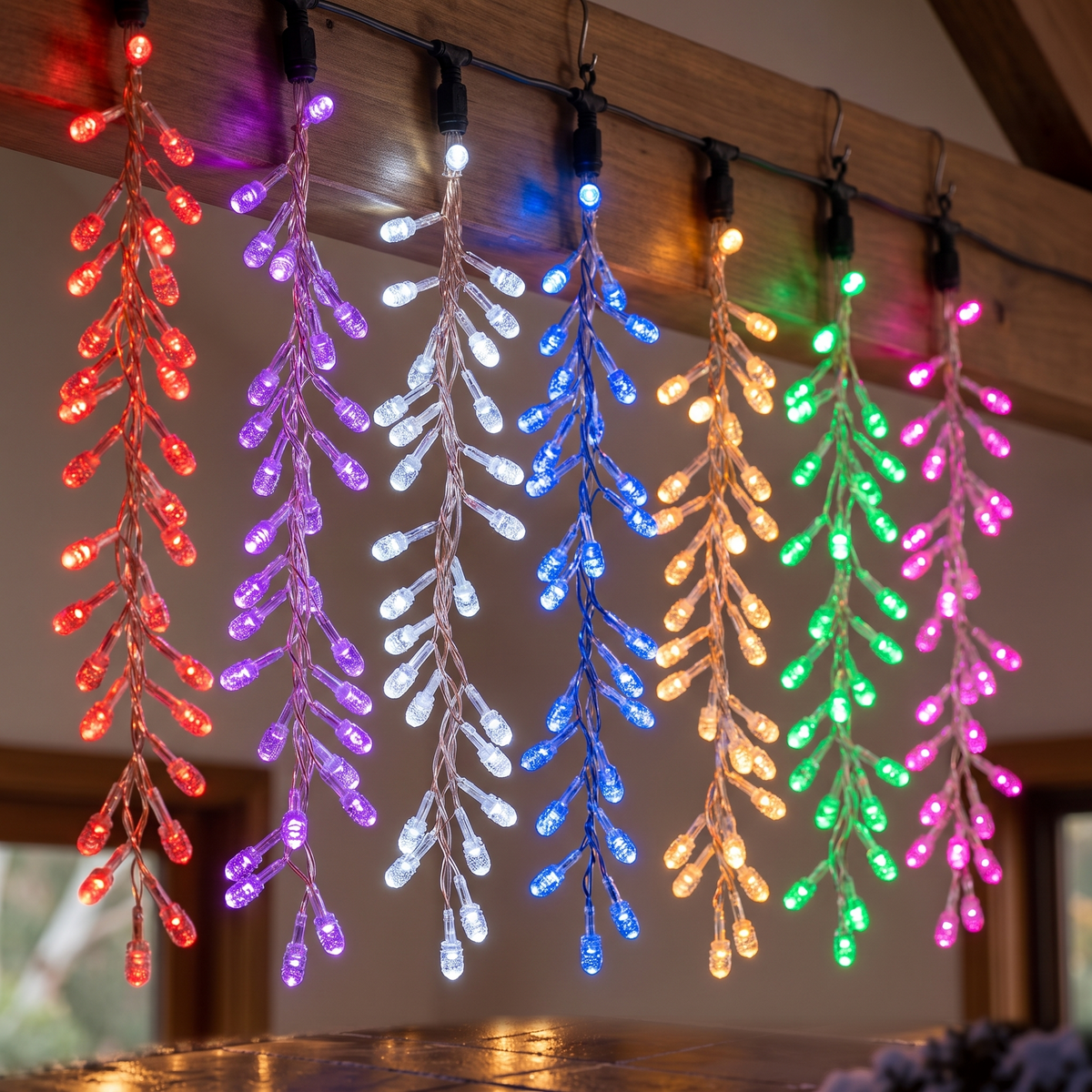 Rainbow LED Cluster Lights Strand – 2.4m, 336 LEDs – close-up detail