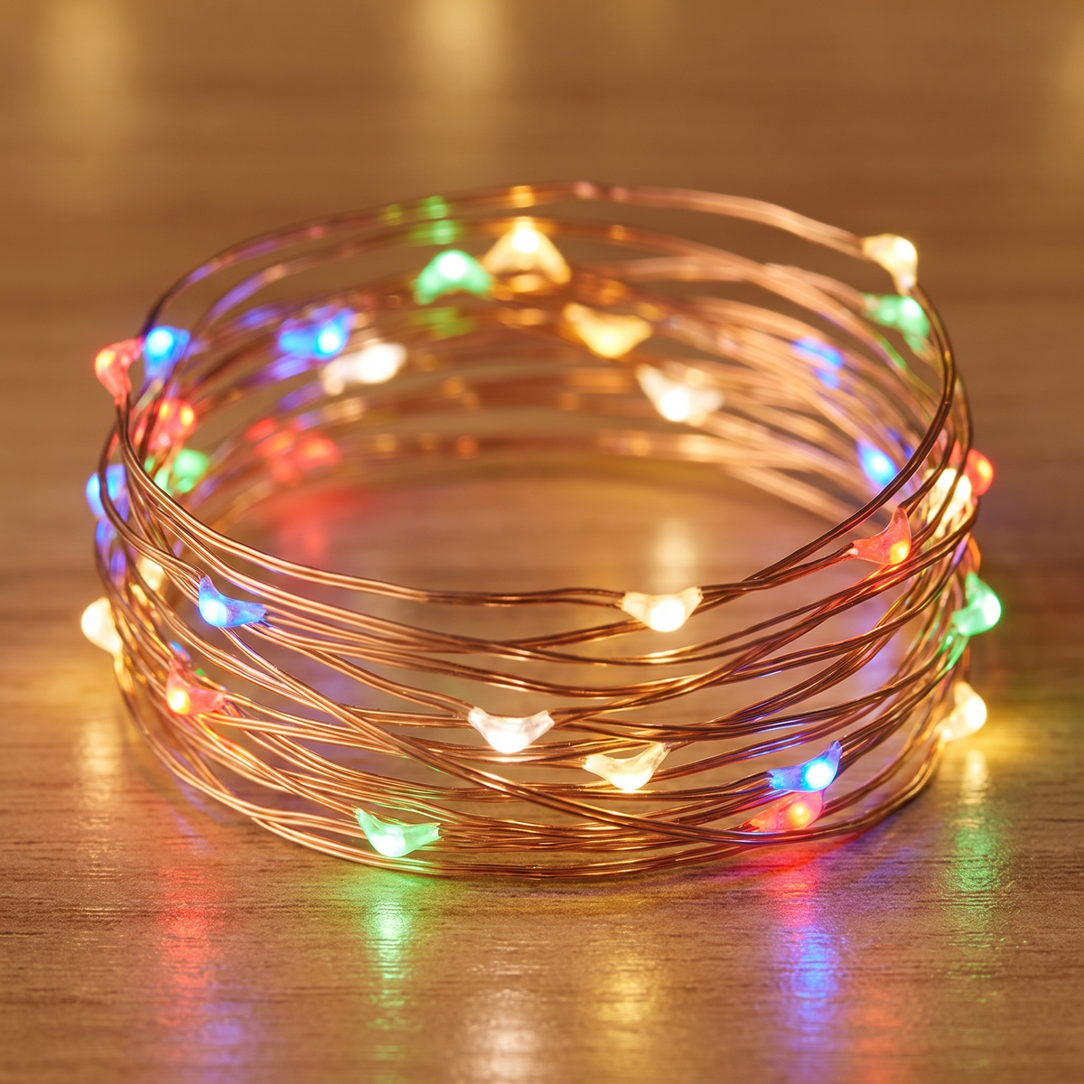 Multicolour Battery LED Wire Starry Lights – 10m – close-up detail