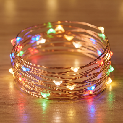 Multicolour Battery LED Wire Starry Lights – 10m – close-up detail