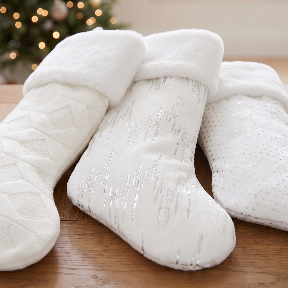 Luxe Plush Christmas Stocking with Foil Print – 50cm – close-up detail