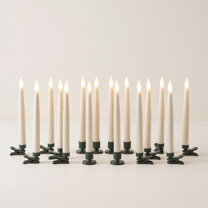 Warm White Wireless LED Taper Candles with Remote – Set of 16 – studio view
