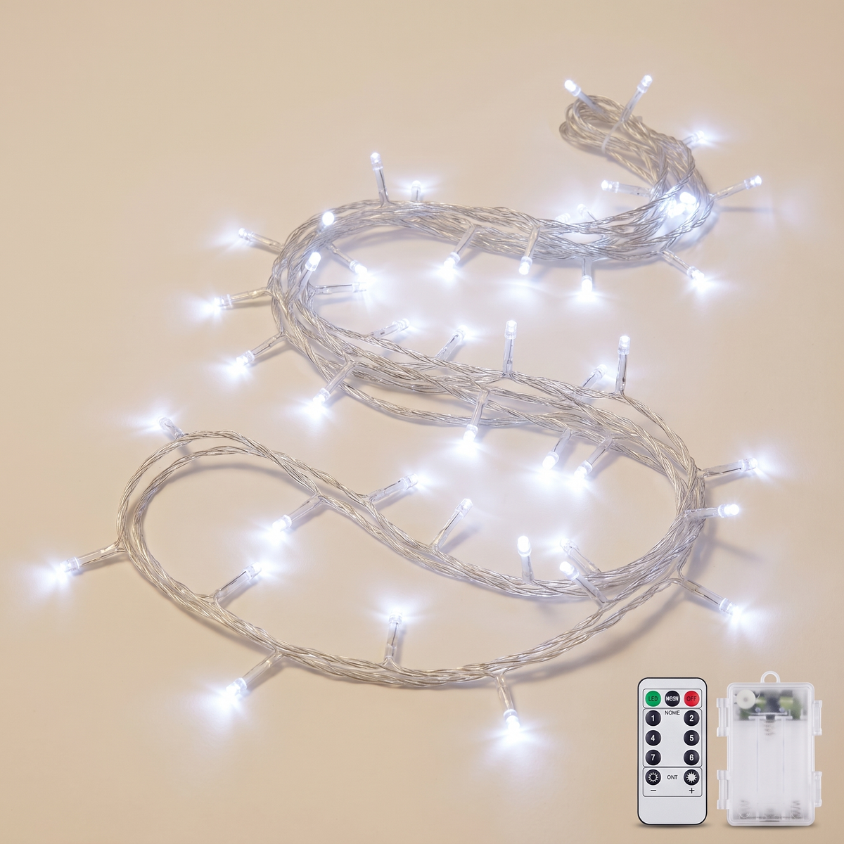 Cool White Battery Fairy Lights with Remote – 400 LED, 32m – studio view