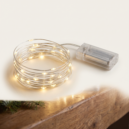Warm White Micro LED String Lights with Timer – 40 LED, 3.9m – studio view