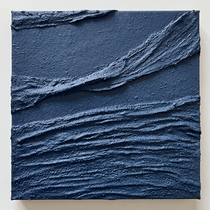Azure Ripple Deep Blue Textured Ocean Canvas – Hand-Painted Wall Art – close-up detail