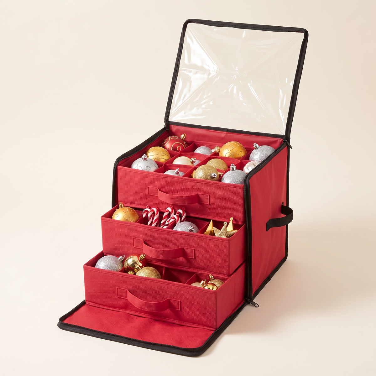 Three-Tier Bauble Storage Box – Holds 48 Ornaments – studio view