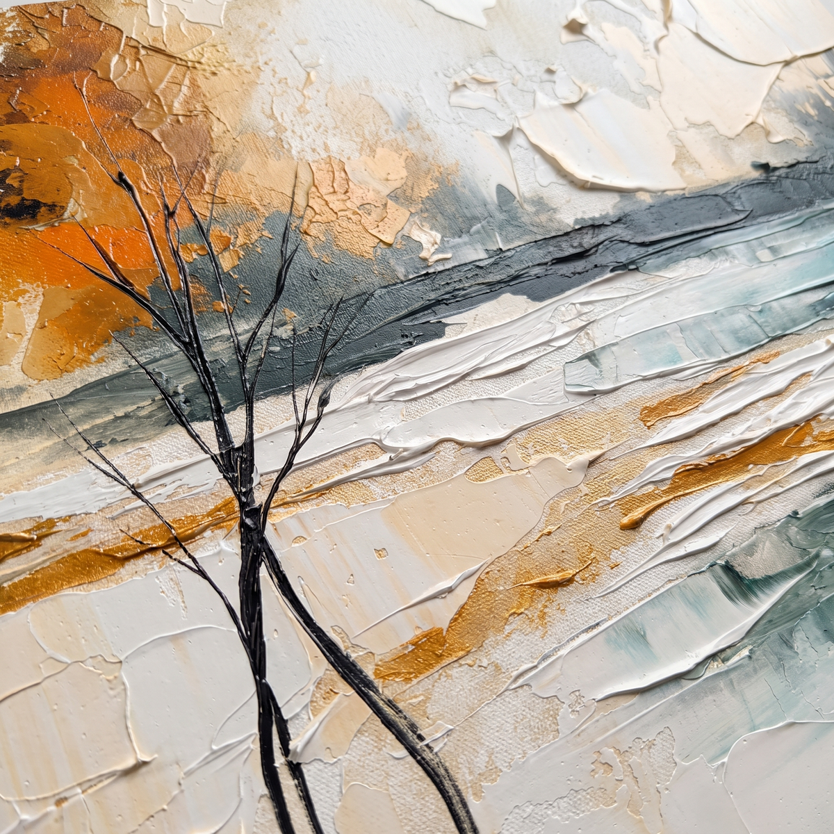 Painted Hills Colourful Minimalist Landscape Canvas – Hand-Painted – close-up detail
