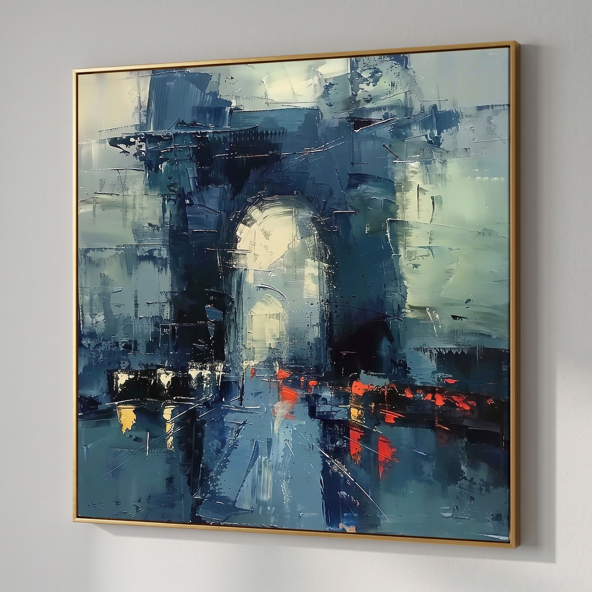 Paris Arc de Triomphe Blue City Canvas – Hand-Painted Oil Wall Art – side angle showing texture