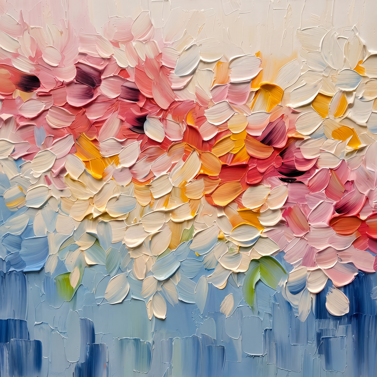 Petal Bloom Pink Textured Floral Canvas – Hand-Painted Wall Art – close-up detail