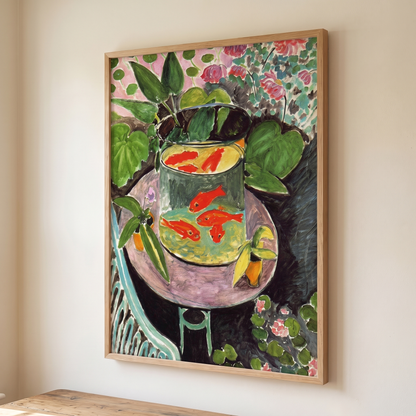 Goldfish by Henri Matisse – Framed Fauvist Still Life Art Print – side angle showing texture