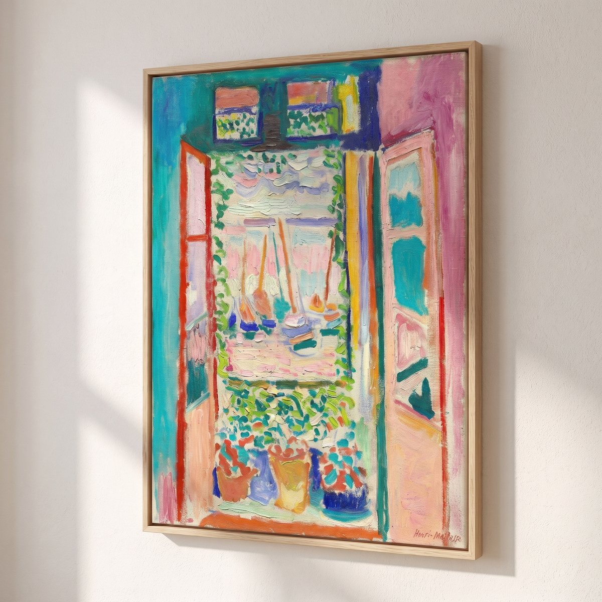 Open Window, Collioure by Henri Matisse – Framed Fauvist Art Print – side angle showing texture