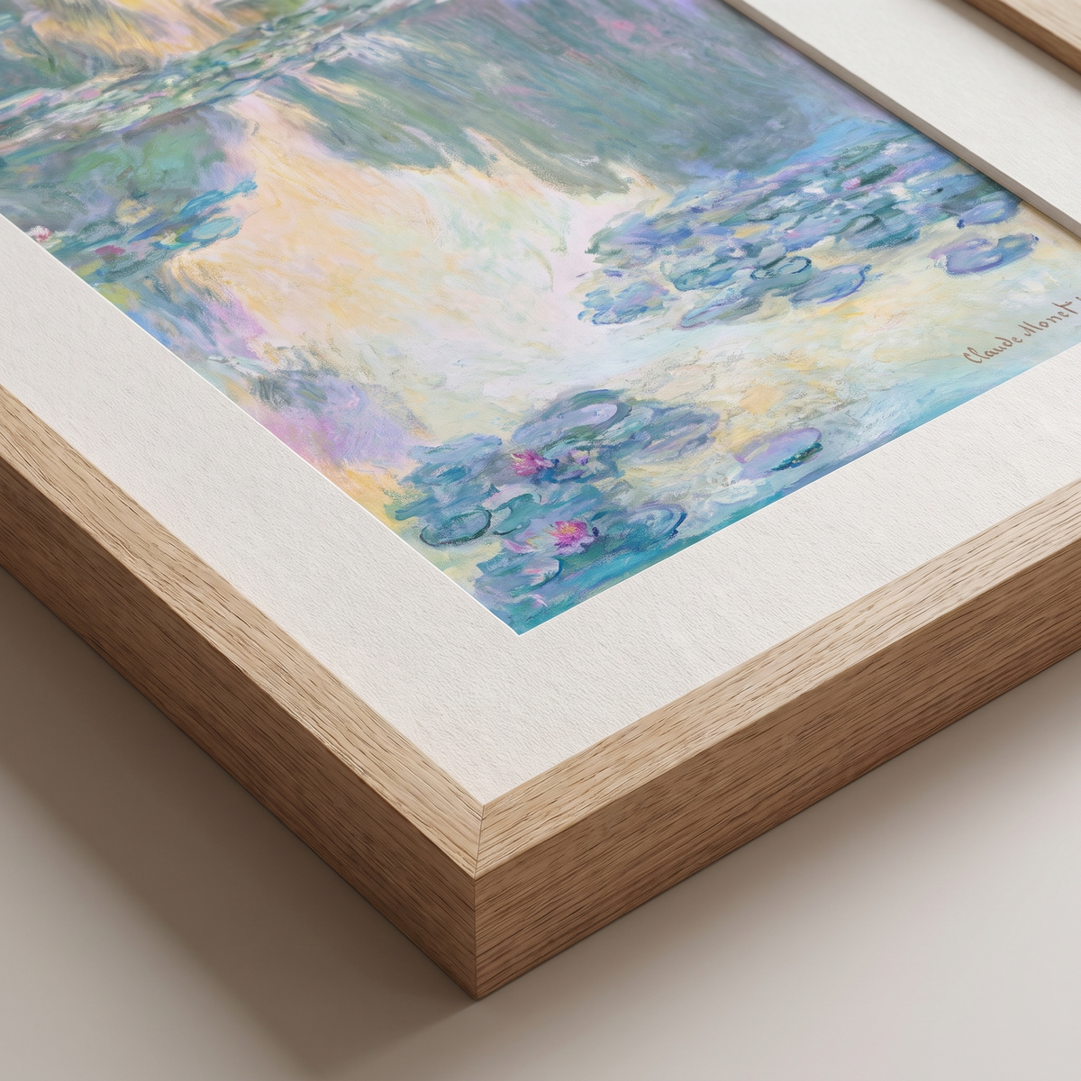 Claude Monet Exhibition Posters Set of 3 – Framed Water Lily Art Prints – close-up detail