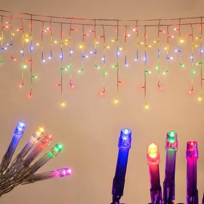 Multicolour LED Icicle Christmas Lights – 20m, 800 LED – studio view