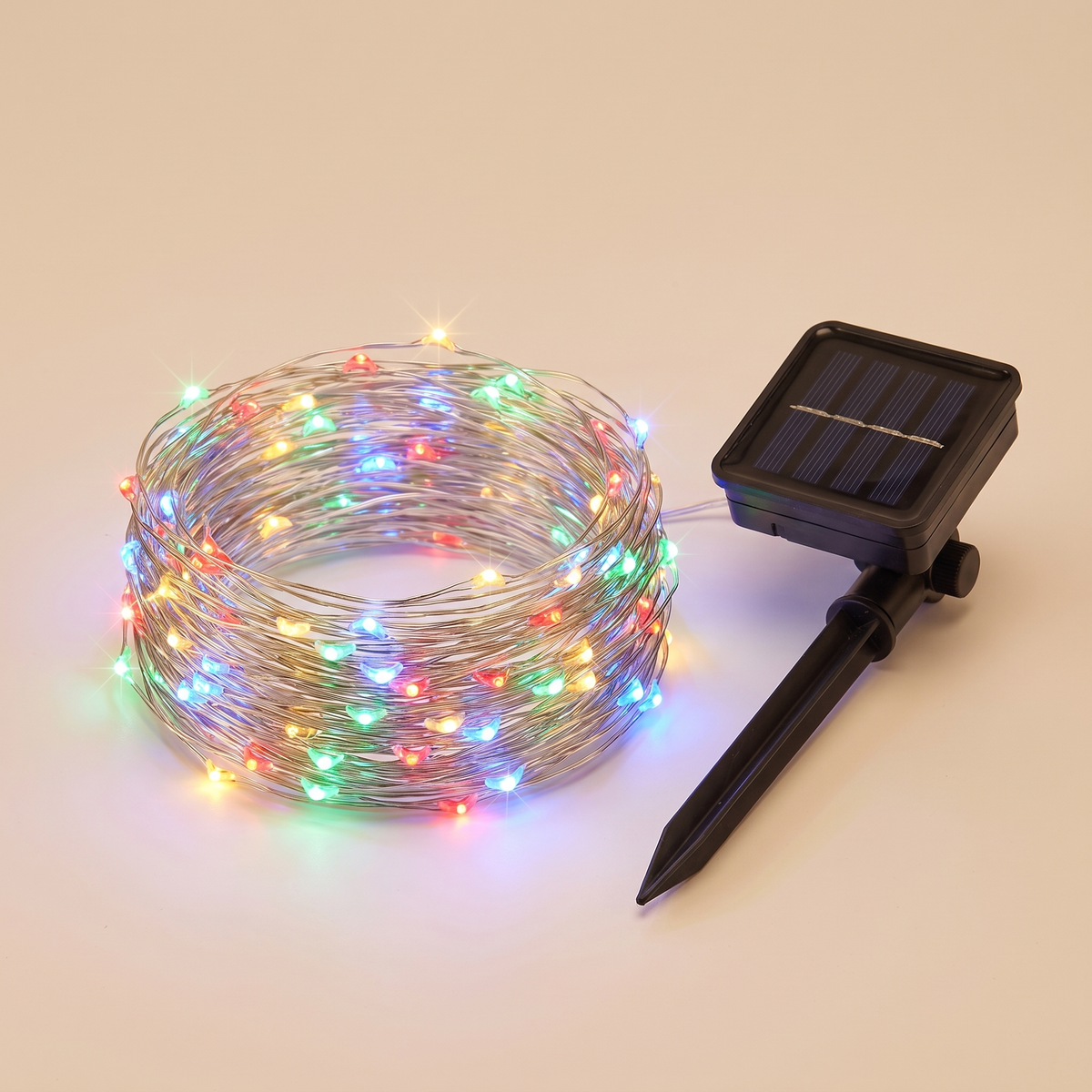 Multicolour Solar LED Fairy Christmas Lights – 39.9m, 500 LED – studio view